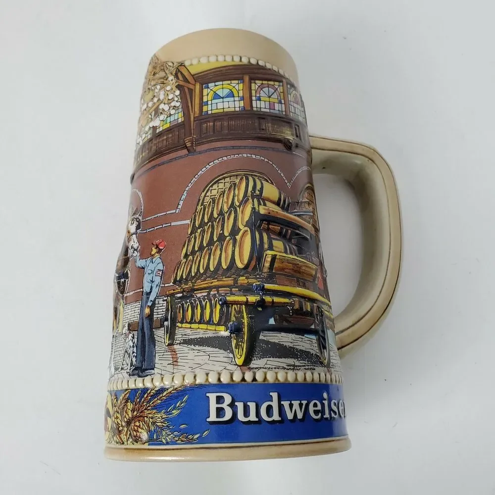 Vintage Budweiser Holiday Stables Clydesdale Beer Stein‎ Large Mug